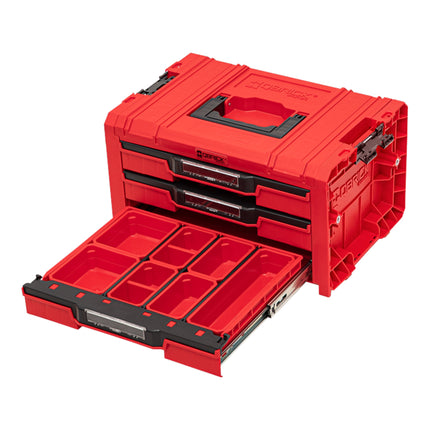 Qbrick System PRO Cajón 3 Caja de herramientas 2.0 Expert RED ULTRA HD Caja de herramientas 450 x 310 x 244 mm 13,5 l apilable IP54 con 3 cajones