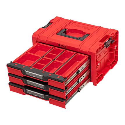 Qbrick System PRO Cajón 3 Caja de herramientas 2.0 Expert RED ULTRA HD Caja de herramientas 450 x 310 x 244 mm 13,5 l apilable IP54 con 3 cajones