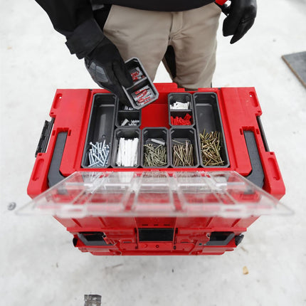 Qbrick System PRIME Toolbox 250 Expert RED ULTRA HD Custom z organizerem do sztaplowania 535 x 327 x 277 mm 26 l IP66 z 5 wkładkami i 10 przegrodami