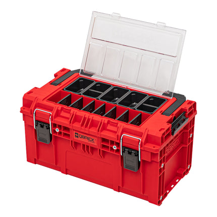 Qbrick System PRIME Toolbox 250 Expert RED ULTRA HD Custom z organizerem do sztaplowania 535 x 327 x 277 mm 26 l IP66 z 5 wkładkami i 10 przegrodami