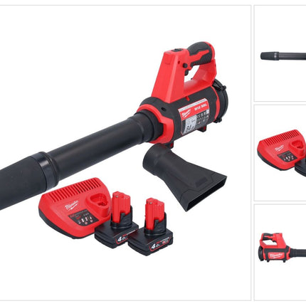 Souffleur à batterie Milwaukee M12 BBL-402 12 V + 2x batteries 4,0 Ah + chargeur