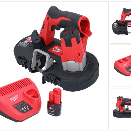 Sierra de cinta a batería Milwaukee M12 BS-201 12 V 41 x 41 mm + 1x batería 2,0 Ah + cargador