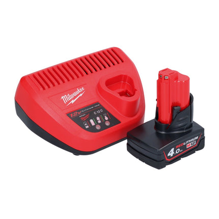 Sierra de cinta a batería Milwaukee M12 BS-401 12 V 41 x 41 mm + 1x batería 4,0 Ah + cargador