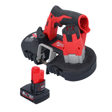 Sega a nastro a batteria Milwaukee M12 BS-601 12 V 41 x 41 mm + 1x batteria 6,0 Ah - senza caricatore