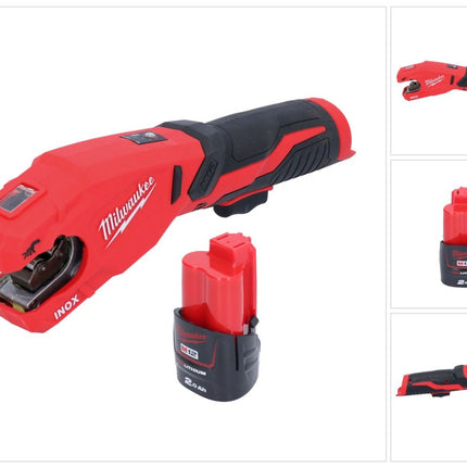 Milwaukee M12 PCSS-201 Cortatubos inalámbrico de acero inoxidable 12 V 12 - 28 mm + 1x 2.0 Ah batería - sin cargador