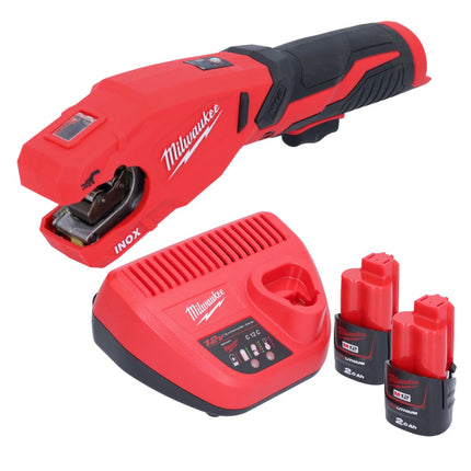 Milwaukee M12 PCSS-202 cordless stainless steel pipe cutter 12 V 12 - 28 mm + 2x rechargeable battery 2.0 Ah + charger