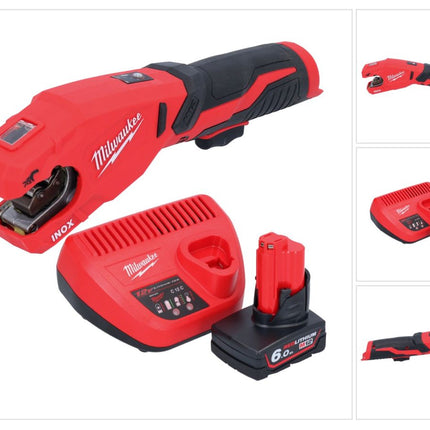 Milwaukee M12 PCSS-601 cortatubos de acero inoxidable a batería 12 V 12 - 28 mm + 1x batería 6,0 Ah + cargador