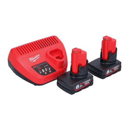 Milwaukee M12 PCSS-602 cortatubos de acero inoxidable a batería 12 V 12 - 28 mm + 2x baterías 6,0 Ah + cargador