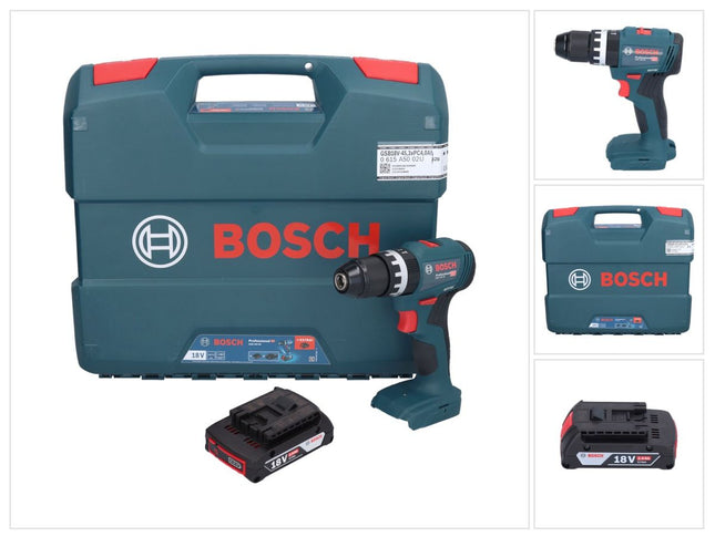 Bosch GSB 18V-45 Taladro percutor profesional sin cable 18 V 45 Nm + 1 acumulador 2,0 Ah + maletín - sin cargador