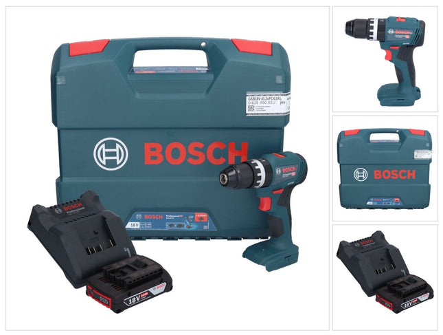 Bosch GSB 18V-45 Taladradora percutora profesional sin cable 18 V 45 Nm + 1 acumulador 2,0 Ah + cargador + maletín en L