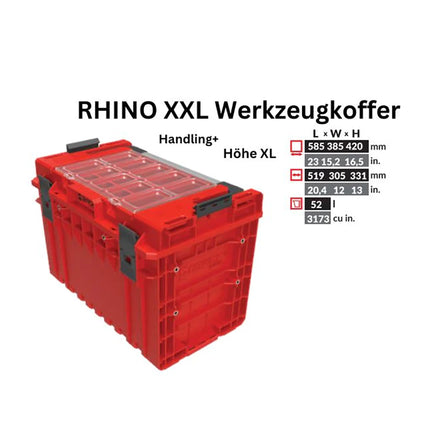 Toolbrothers RHINO XXL Mallette à outils ULTRA Handling+ hauteur XL 52 l IP66 avec séparateurs amovibles + boîtes