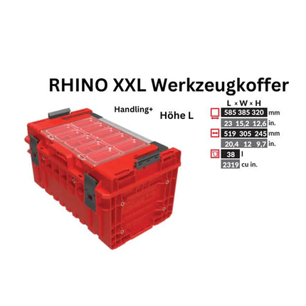Toolbrothers RHINO XXL Mallette à outils ULTRA Handling+ hauteur L 38 l IP66 avec séparateurs amovibles + boîtes