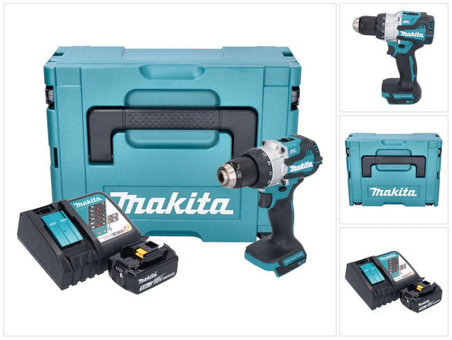Taladro de percusión sin cable Makita DHP 489 RT1J 18 V 73 Nm sin escobillas + 1x batería recargable 5,0 Ah + cargador + Makpac
