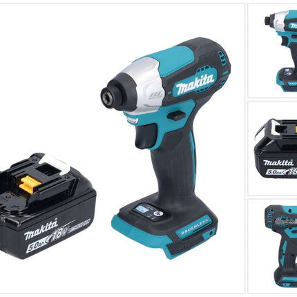 Makita DTD 157 T1 cordless impact wrench 18 V 140 Nm 1/4" brushless + 1x rechargeable battery 5.0 Ah - without charger
