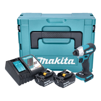 Makita DTD 157 RFJ cordless impact wrench 18 V 140 Nm 1/4" brushless + 2x rechargeable battery 3.0 Ah + charger + Makpac