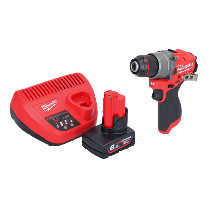Taladro percutor inalámbrico Milwaukee M12 FPD2-601 12 V 45 Nm sin escobillas + 1x batería 6,0 Ah + cargador