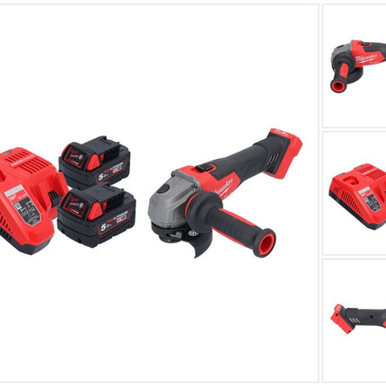 Milwaukee M18 FSAG115X-502 Smerigliatrice angolare a batteria 18 V 115 mm brushless + 2x batteria 5,0 Ah + caricabatterie