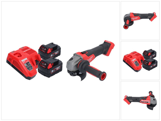 Milwaukee M18 FSAG115X-502 Akumulatorowa szlifierka kątowa 18 V 115 mm bezszczotkowa + 2x akumulator 5,0 Ah + ładowarka