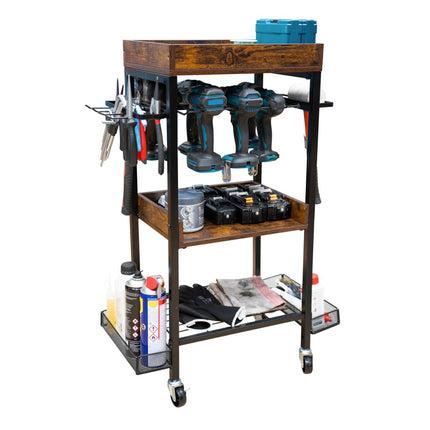 Toolbrothers Werkstatt Garagen Wagen für Elektro und Hand Werkzeuge aus Metall 86 x 45 x 30 cm ( L x B x T ) Transportrollen mit Bremsen