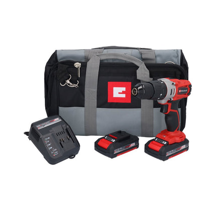Einhell TE-CD 18/2 Li-i-Kit trapano a percussione a batteria 18 V 44 Nm + 2x batteria ricaricabile 1,5 Ah + caricatore + borsa