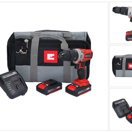 Einhell TE-CD 18/2 Li-i-Kit trapano a percussione a batteria 18 V 44 Nm + 2x batteria ricaricabile 1,5 Ah + caricatore + borsa