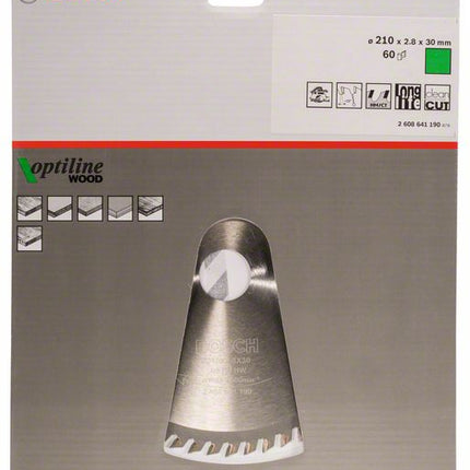 Hoja de sierra circular BOSCH Optiline Wood Ø exterior 210 mm Número de dientes 60 WZ ( 4000815442 )