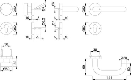 Juego de protección contra incendios HOPPE París FS-E58/42H/42HS/138 acero inoxidable F69 D/K ( 3000203109 )