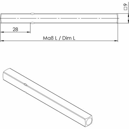 Tige de poignée OGRO FS OGRO 114 PB FS Carré 9 x 123 mm ( 3000267158 )