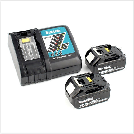 Makita DJR 360 RMK Seghetto diritto 18Vx2 ( 36V ) a batteria in valigetta + 2x Batterie BL 1840 4,0 Ah + Caricabatterie rapido DC 18 RC