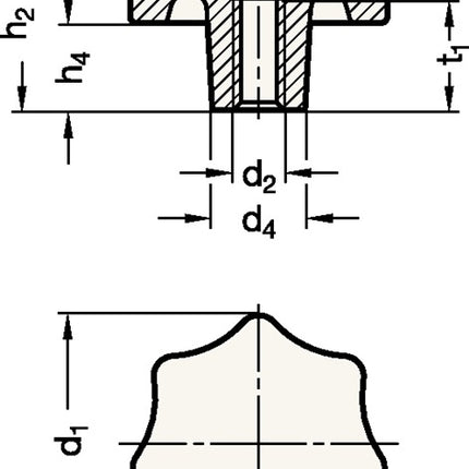 GANTER star knob DIN 6336 with threaded bush ( 4601000858 )