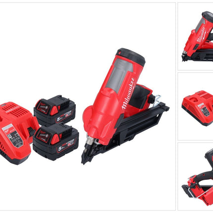 Clavadora a batería Milwaukee M18 FFN-502 18 V 50 - 90 mm sin escobillas + 2x baterías 5,0 Ah + cargador