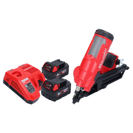 Clavadora a batería Milwaukee M18 FFN-502 18 V 50 - 90 mm sin escobillas + 2x baterías 5,0 Ah + cargador
