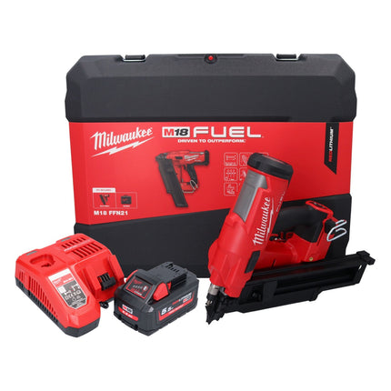 Clavadora a batería Milwaukee M18 FFN21-551C 18 V 50 - 90 mm sin escobillas + 1x batería 5,5 Ah + cargador + maletín