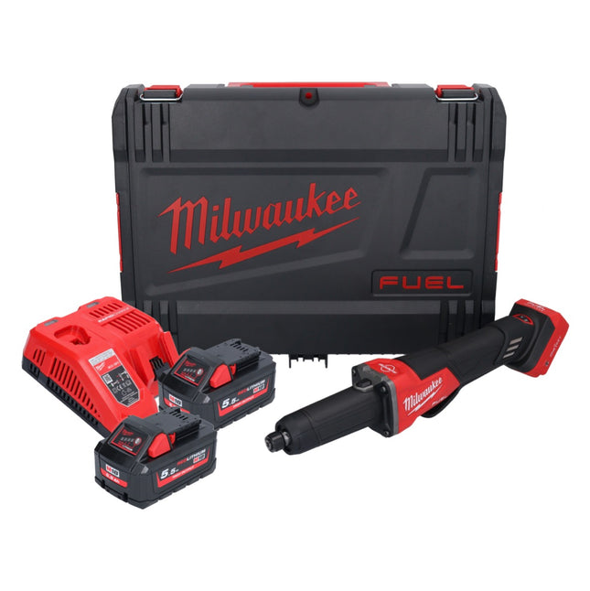 Amoladora recta a batería Milwaukee M18 FDGROVPDB-552X 18 V sin escobillas + 2x batería 5,5 Ah + cargador + caja HD