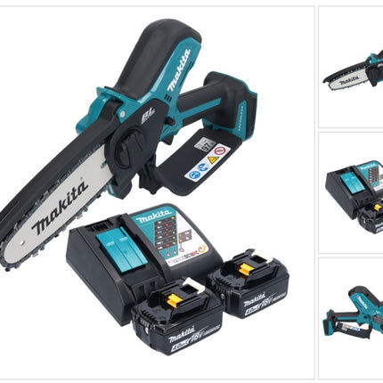 Makita DUC 150 RM201 Motosierra sin cable 18 V 15 cm sin escobillas + 2x batería 4,0 Ah + cargador