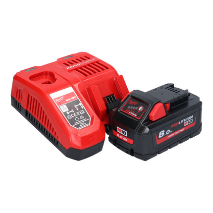 Amoladora angular de cabeza plana a batería Milwaukee M18 FSAGF125XPDB-801X 18 V 125 mm sin escobillas + 1x batería 8,0 Ah + cargador + caja HD