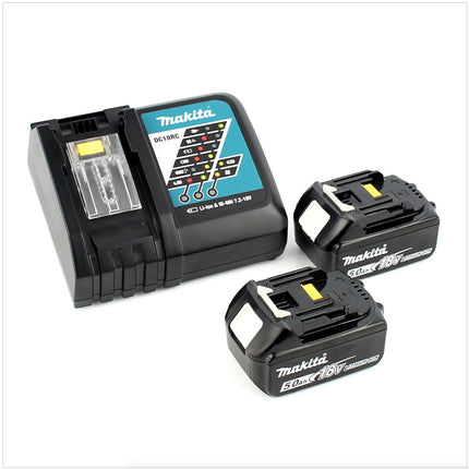 Makita DHP 483 RTJ Trapano avvitatore a percussione brushless a batteria 18 V in valigetta MAKPAC + 2x Batterie 5,0 Ah + Caricatore rapido